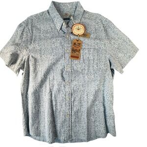 Faherty Stretch Playa Shirt Mens XL Blue Geo Indigo Button Down New MWC0017